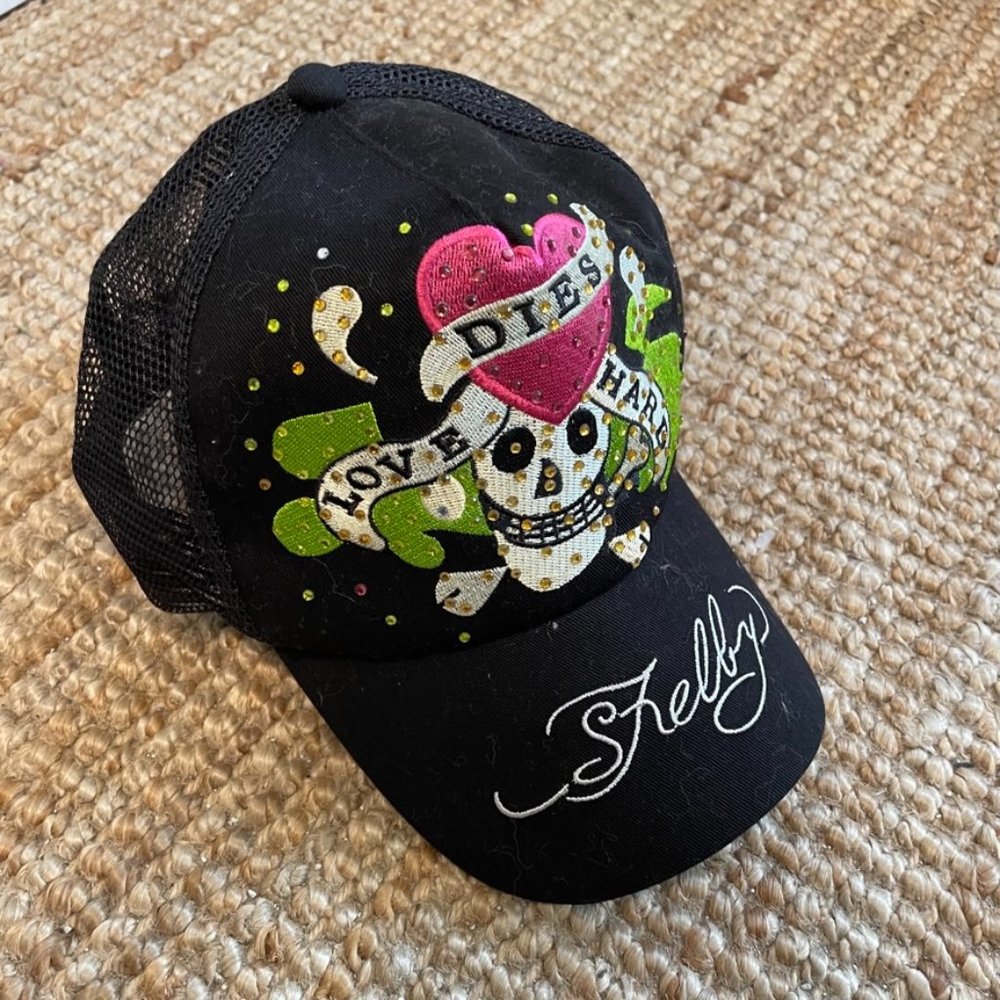 Ed hardy vibes rhinestone trucker hat